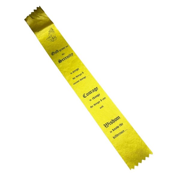 Serenity Prayer Yellow Ribbon Bookmark Vintage Satin AA Recovery 1960s - Picture 1 of 8